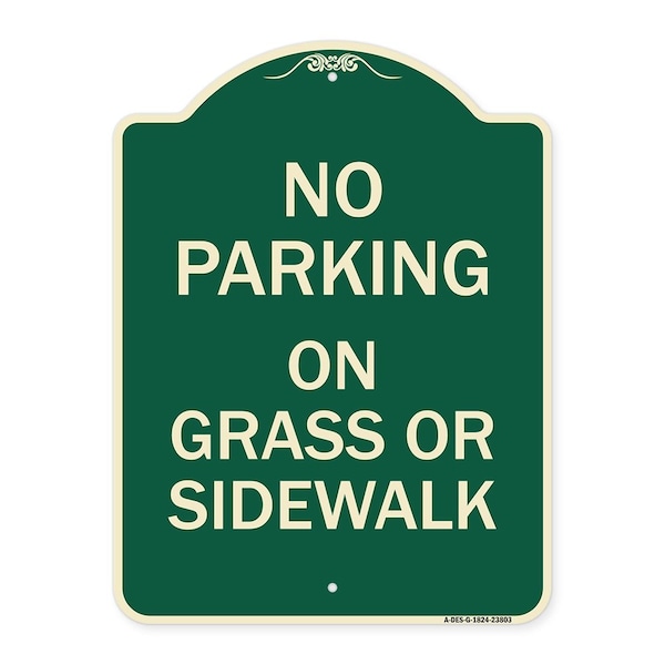 No Parking on Grass or Sidewalk Heavy-Gauge Aluminum Architectural Sign, 24" x 18", G-1824-23803